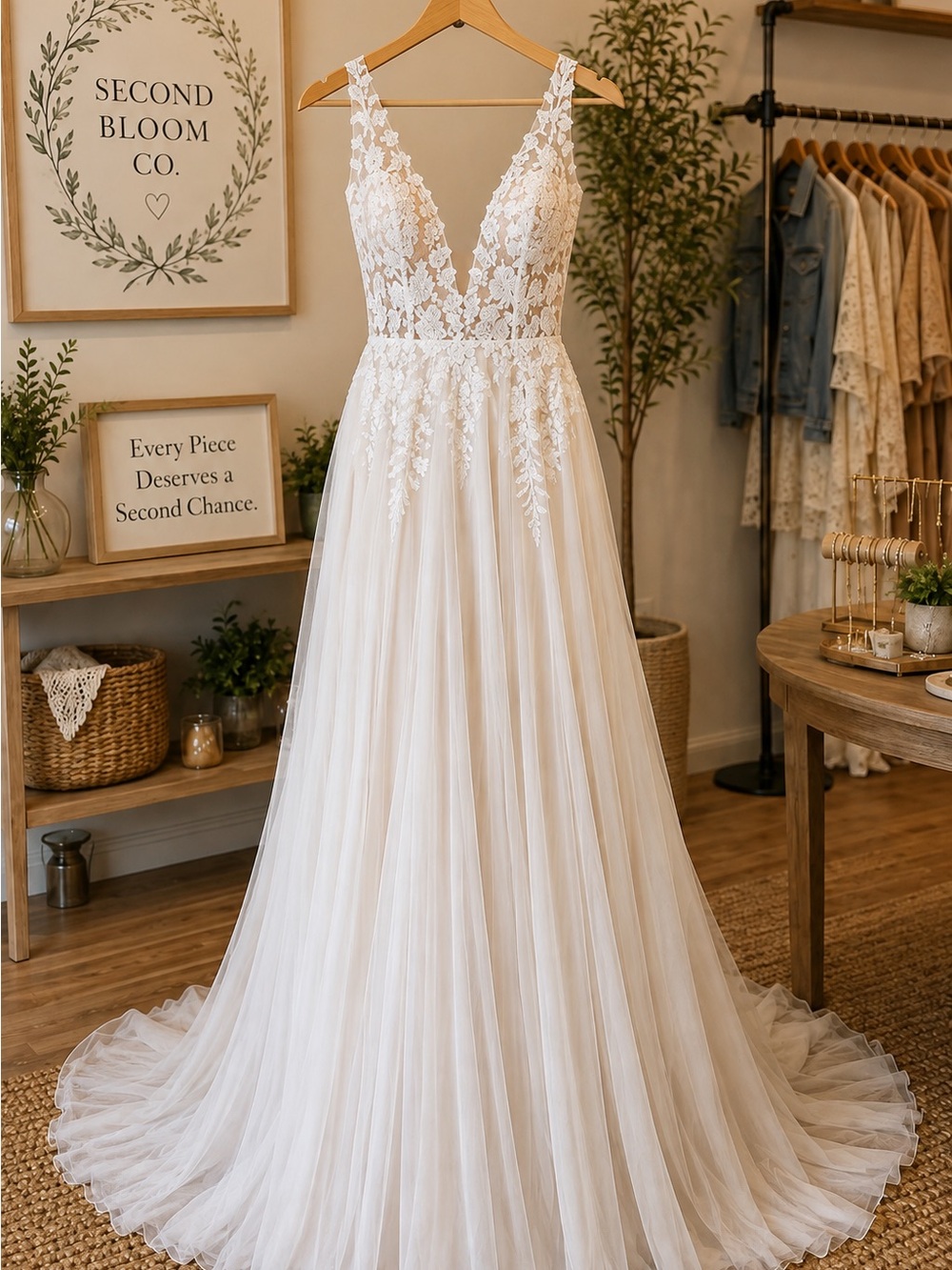NWT LAVETIR Size 12 Ivory Floral Lace Tulle Formal Gown Dress